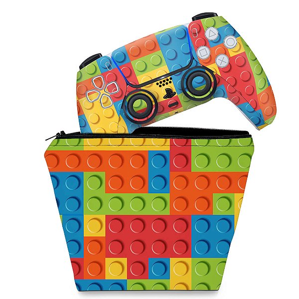 KIT Capa Case e Skin PS5 Controle - Lego Peça