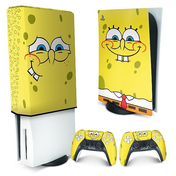 KIT PS5 Fat Skin e Capa Anti Poeira - Bob Esponja