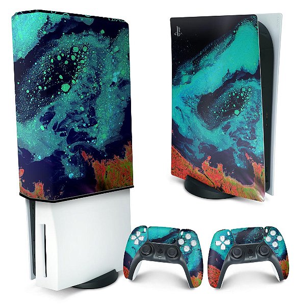 KIT PS5 Skin e Capa Anti Poeira - Abstrato #105