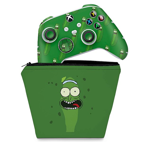 KIT Capa Case e Skin Xbox Series S X Controle - Pickle Rick And Morty