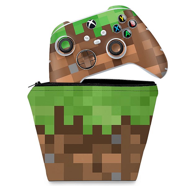 KIT Capa Case e Skin Xbox Series S X Controle - Minecraft