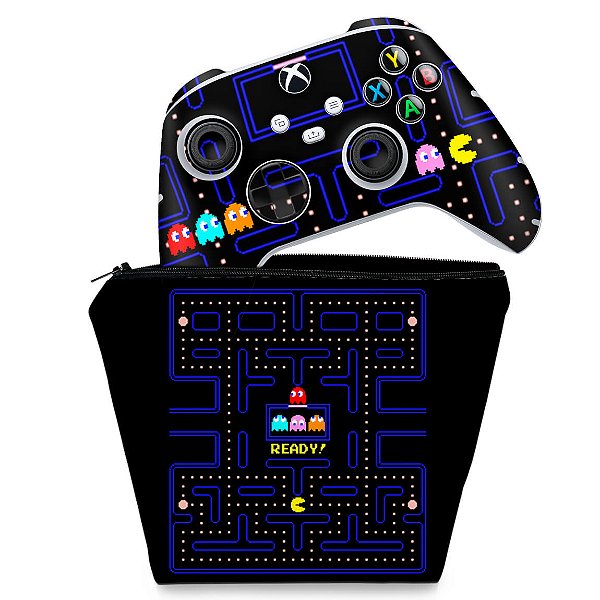 KIT Capa Case e Skin Xbox Series S X Controle - Pac Man
