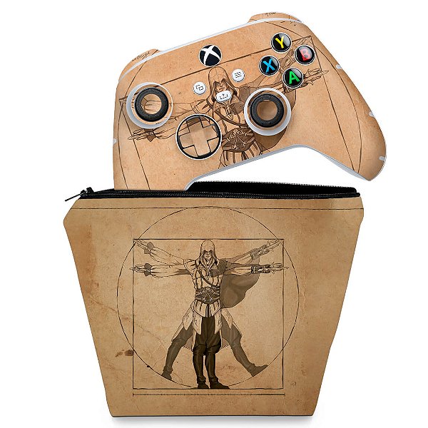 KIT Capa Case e Skin Xbox Series S X Controle - Assassin’S Creed Vitruviano