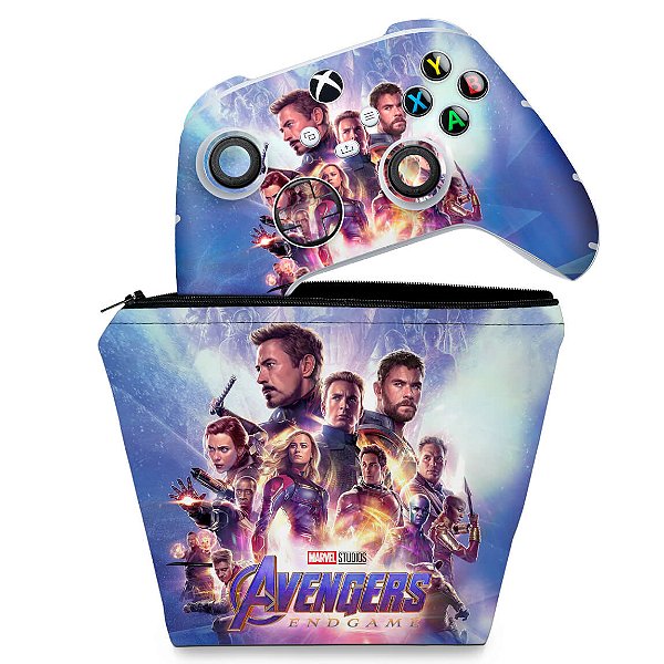 KIT Capa Case e Skin Xbox Series S X Controle - Vingadores Ultimato Endgame