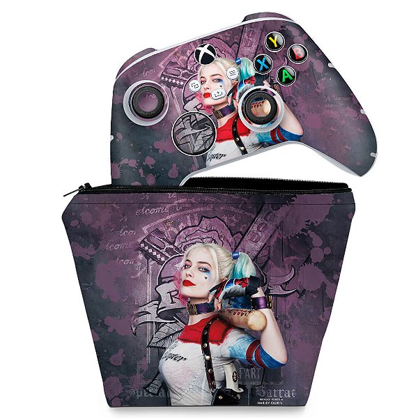 KIT Capa Case e Skin Xbox Series S X Controle - Arlequina Harley Quinn