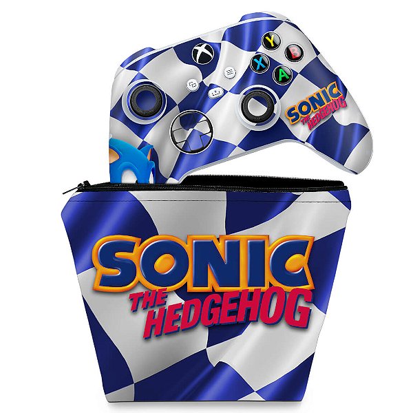 KIT Capa Case e Skin Xbox Series S X Controle - Sonic