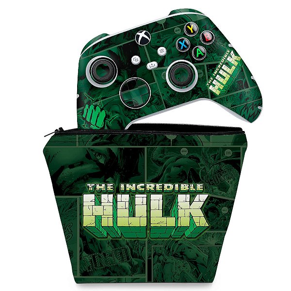 KIT Capa Case e Skin Xbox Series S X Controle - Hulk Comics