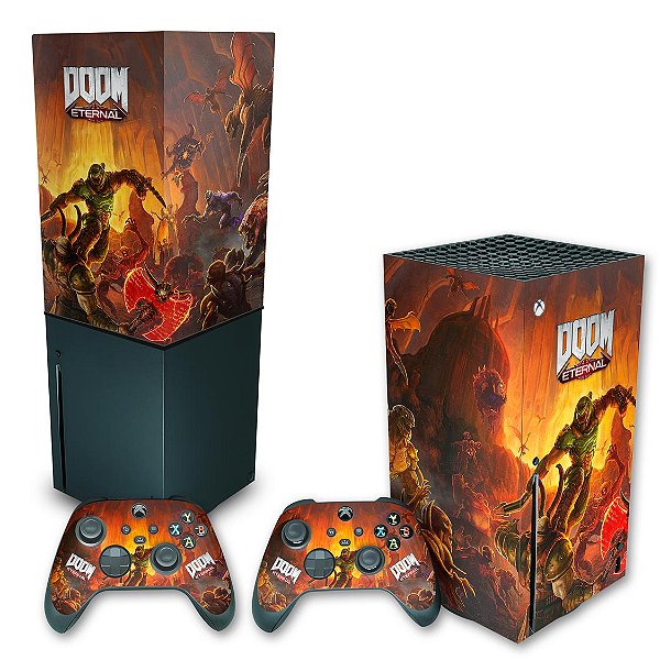 KIT Xbox Series X Skin e Capa Anti Poeira - Doom Eternal