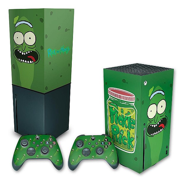 KIT Xbox Series X Skin e Capa Anti Poeira - Pickle Rick And Morty