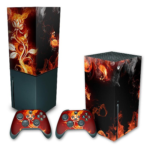 KIT Xbox Series X Skin e Capa Anti Poeira - Fire Flower