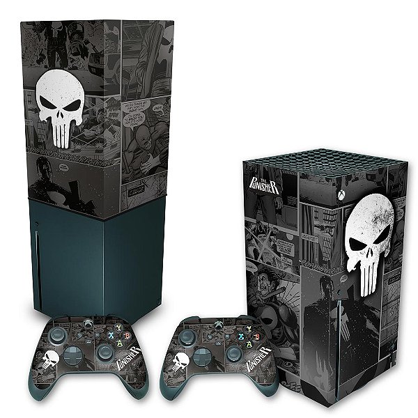 KIT Xbox Series X Skin e Capa Anti Poeira - The Punisher Justiceiro Comics