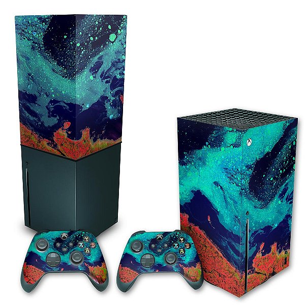 KIT Xbox Series X Skin e Capa Anti Poeira - Abstrato #105