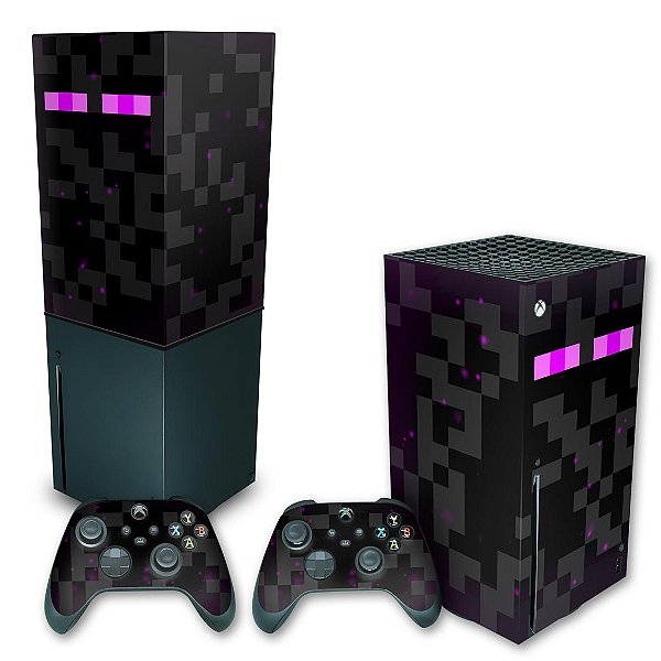 KIT Xbox Series X Skin e Capa Anti Poeira - Minecraft Enderman