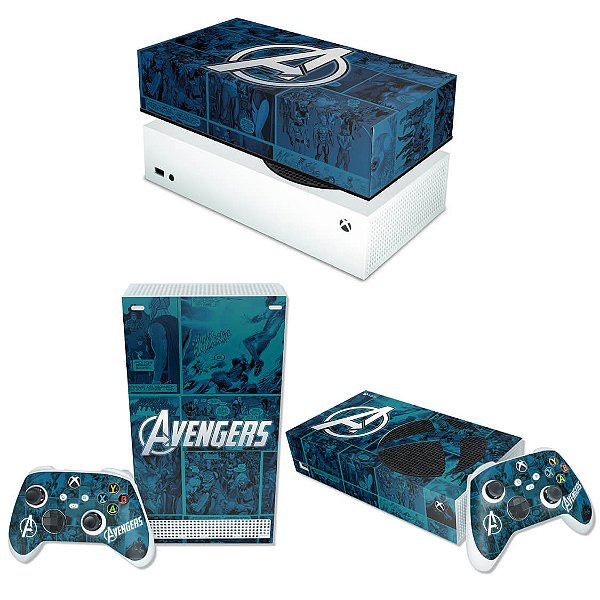 KIT Xbox Series S Skin e Capa Anti Poeira - Avengers Vingadores Comics