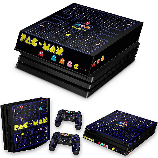 KIT PS4 Pro Skin e Capa Anti Poeira - Pac Man