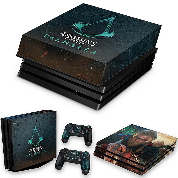 KIT PS4 Pro Skin e Capa Anti Poeira - Assassin'S Creed Valhalla