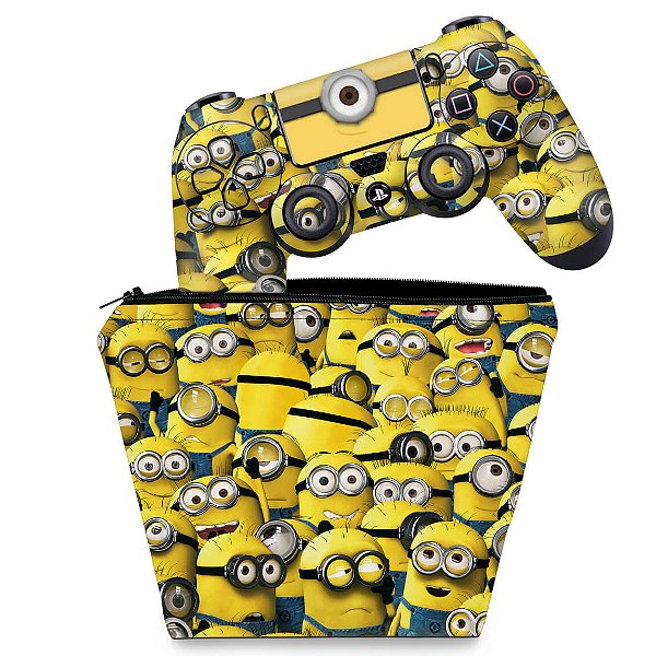 KIT Capa Case e Skin PS4 Controle  - Minions