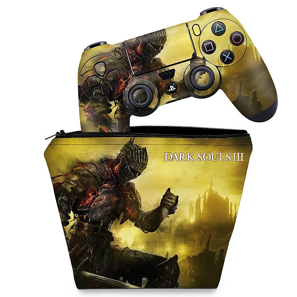 KIT Capa Case e Skin PS4 Controle  - Dark Souls 3