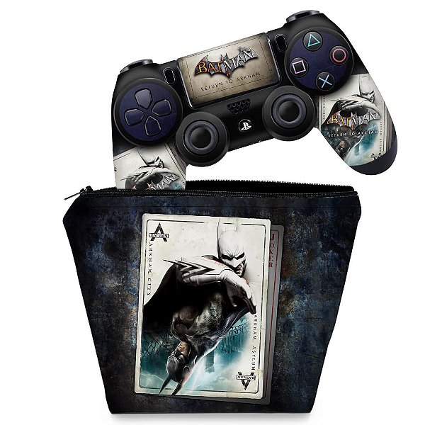 KIT Capa Case e Skin PS4 Controle  - Batman Return To Arkham