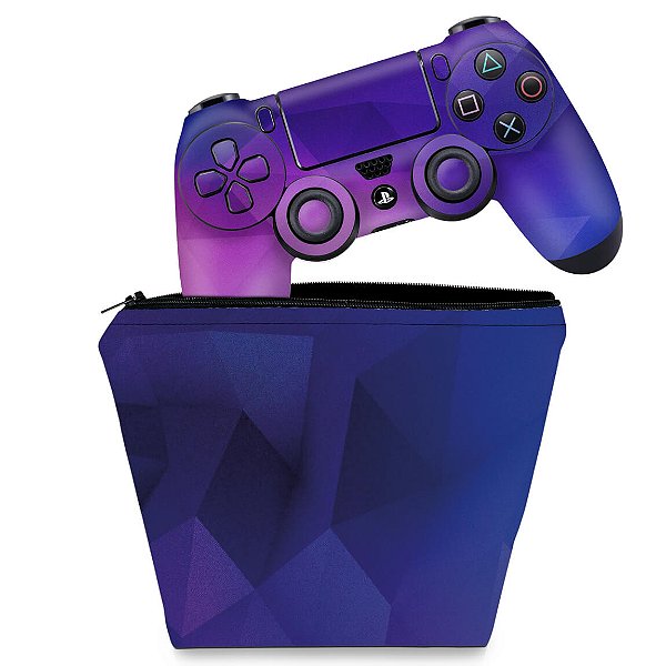 KIT Capa Case e Skin PS4 Controle  - Arte Abstrata #1