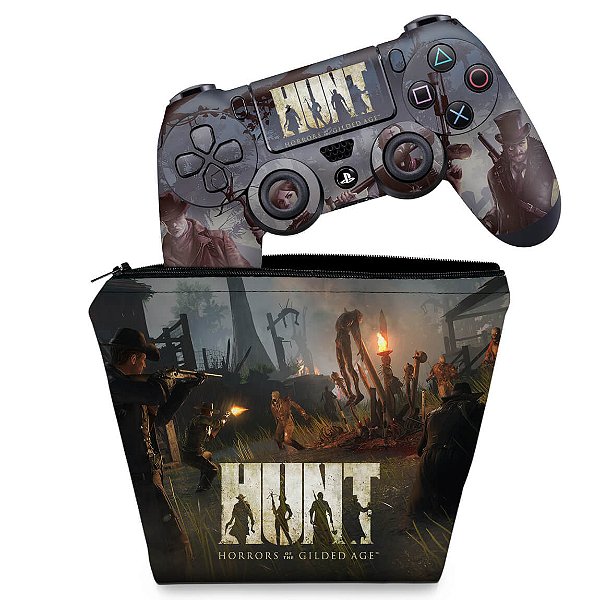 KIT Capa Case e Skin PS4 Controle  - Hunt: Horrors Of The Gilded Age