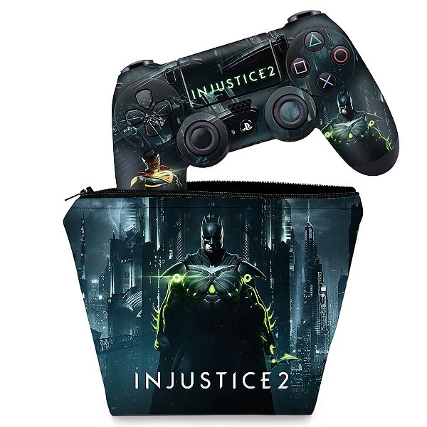 KIT Capa Case e Skin PS4 Controle  - Injustice 2