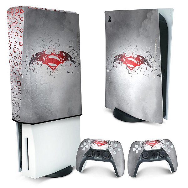 KIT PS5 Skin e Capa Anti Poeira - Batman Vs Superman Logo