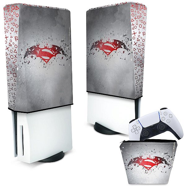 KIT Capa PS5 e Case Controle - Batman Vs Superman Logo