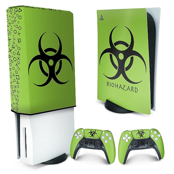 KIT PS5 Skin e Capa Anti Poeira - Biohazard Radioativo