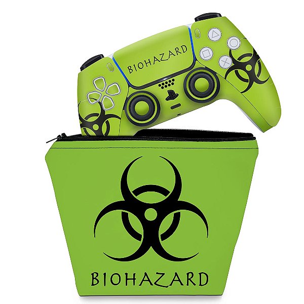 KIT Capa Case e Skin PS5 Controle - Biohazard Radioativo