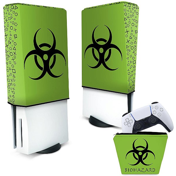 KIT Capa PS5 e Case Controle - Biohazard Radioativo