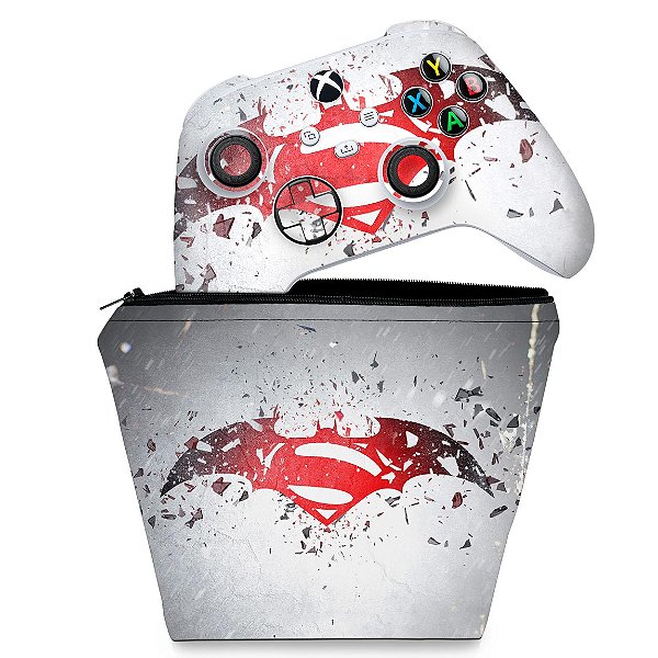 KIT Capa Case e Skin Xbox Series S X Controle - Batman Vs Superman Logo