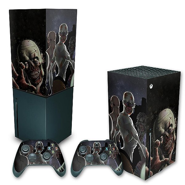 KIT Xbox Series X Skin e Capa Anti Poeira - Zombie Zumbi The Walking