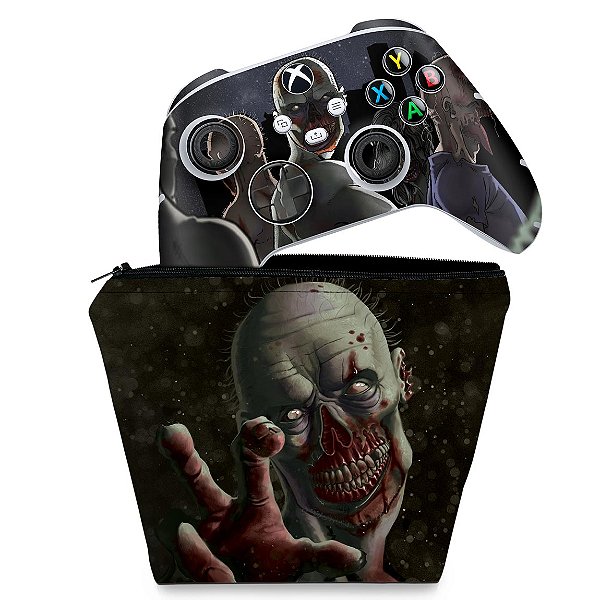 KIT Capa Case e Skin Xbox Series S X Controle - Zombie Zumbi The Walking