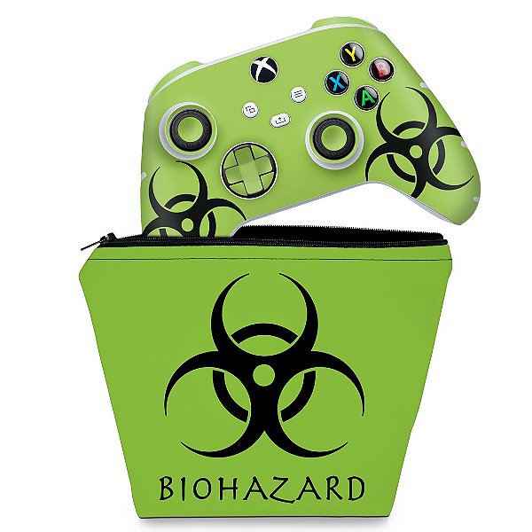 KIT Capa Case e Skin Xbox Series S X Controle - Biohazard Radioativo