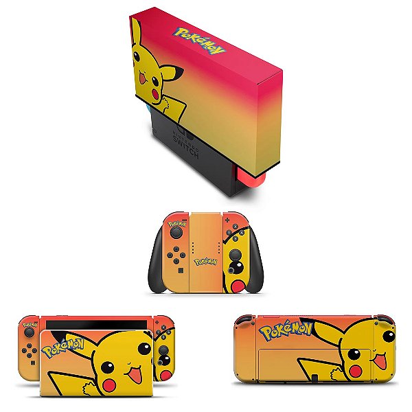 KIT Nintendo Switch Oled Skin e Capa Anti Poeira - Pokémon: Pikachu