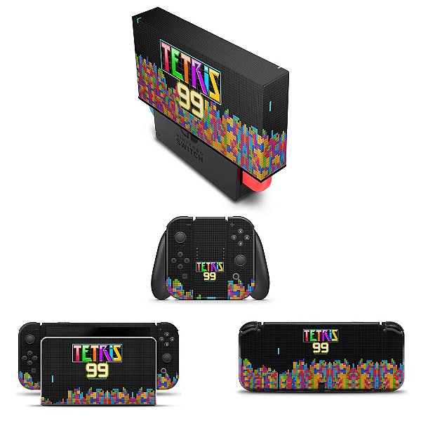 KIT Nintendo Switch Oled Skin e Capa Anti Poeira - Tetris 99