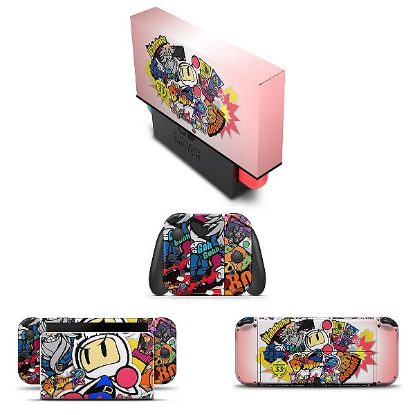 KIT Nintendo Switch Oled Skin e Capa Anti Poeira - Bomberman