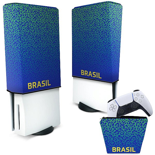 KIT PS5 Capa e Case Controle - Brasil - Pop Arte Skins