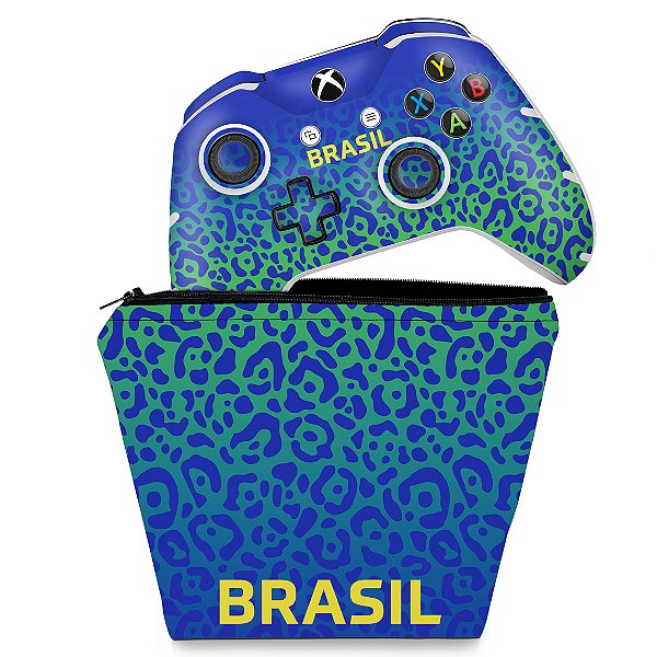 KIT Capa Case e Skin Xbox One Slim X Controle - Brasil