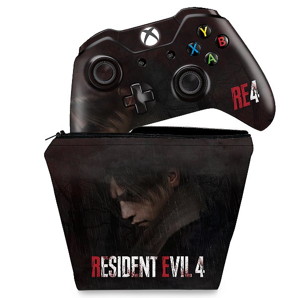 KIT Capa Case e Skin Xbox One Fat Controle - Resident Evil 4 Remake