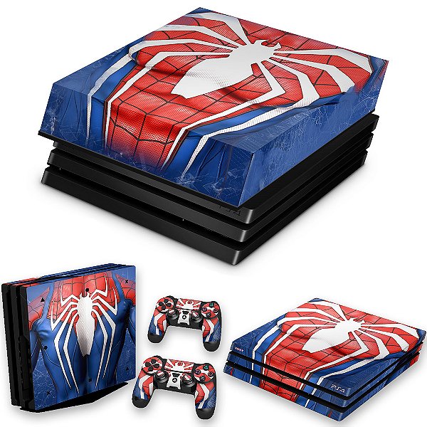 KIT PS4 Pro Skin e Capa Anti Poeira - Spider-Man Homem Aranha 2