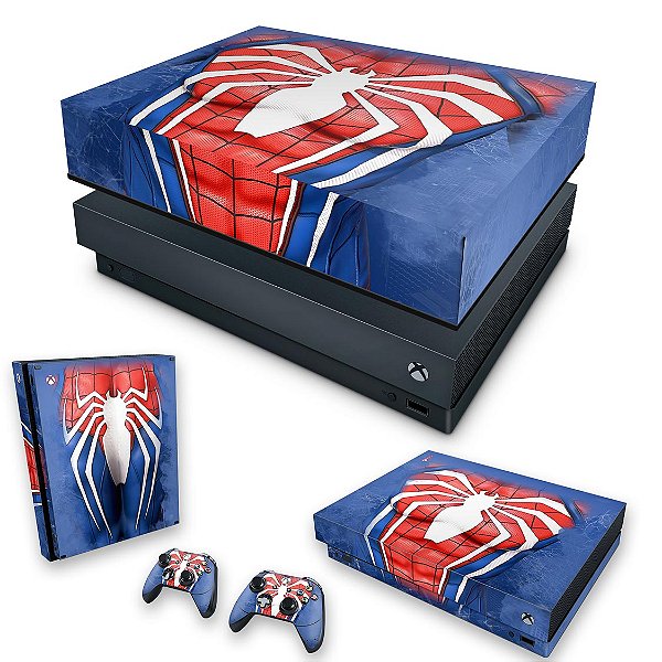 KIT Xbox One X Skin e Capa Anti Poeira - Spider-Man Homem Aranha 2