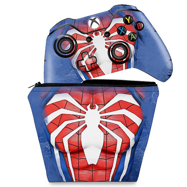 KIT Capa Case e Skin Xbox One Fat Controle - Spider-Man Homem Aranha 2