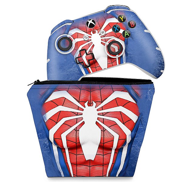 KIT Capa Case e Skin Xbox One Slim X Controle - Spider-Man Homem Aranha 2