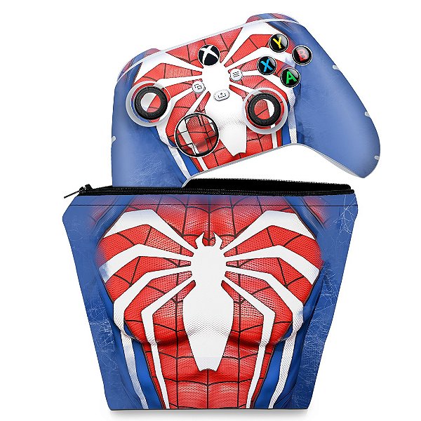 KIT Capa Case e Skin Xbox Series S X Controle - Spider-Man Homem Aranha 2