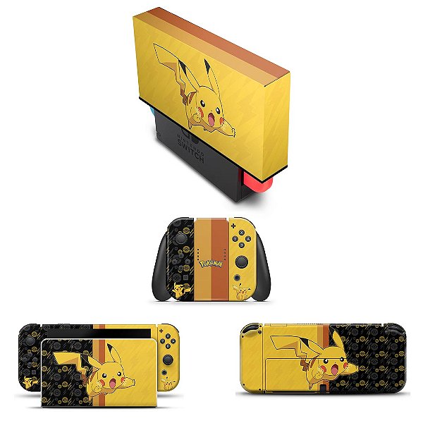 KIT Nintendo Switch Oled Skin e Capa Anti Poeira - Pikachu Pokemon