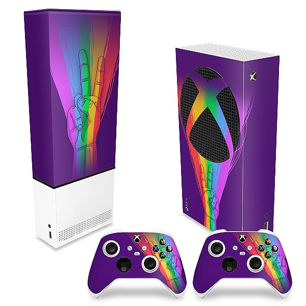 KIT Xbox Series S Capa Anti Poeira e Skin - Rainbow Colors Colorido