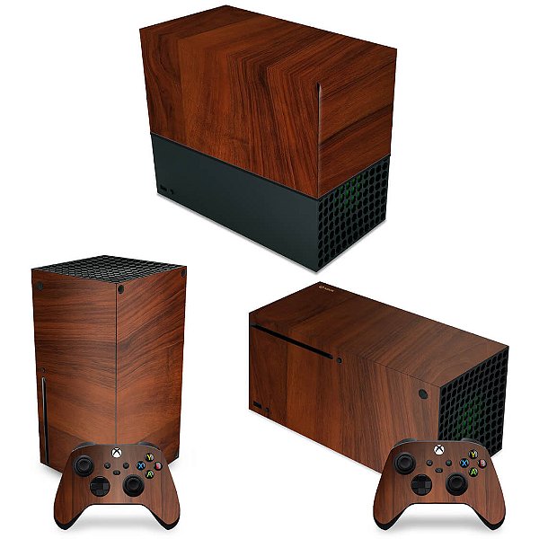 KIT Xbox Series X Capa Anti Poeira e Skin - Madeira