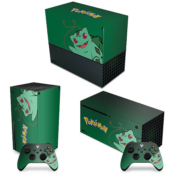 KIT Xbox Series X Capa Anti Poeira e Skin - Pokemon Bulbasaur